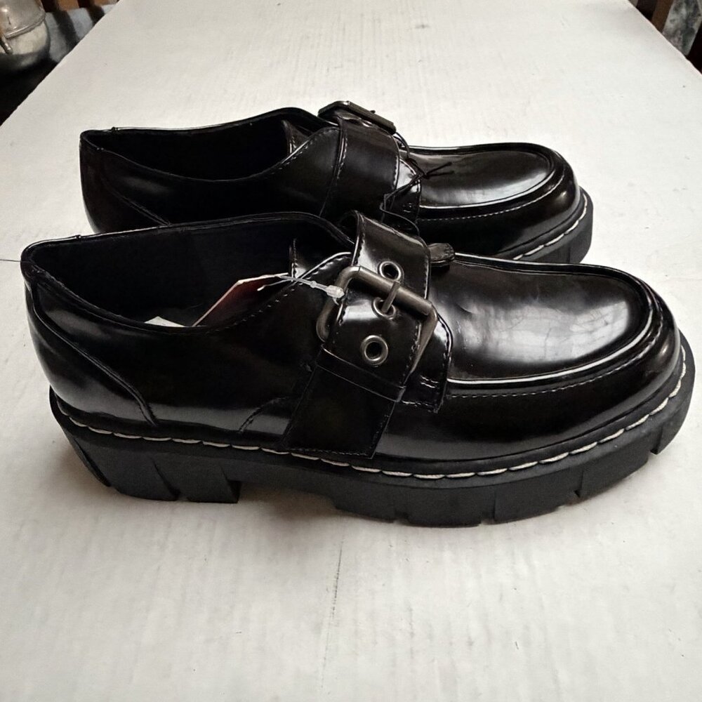 Unionbay Chunky Shoes 7 M Platform Lilee Buckle Patent Y2K Black Lug Shoes